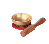 NKlaus Singing Bowl Set Small Approx. 6 x 2.5 cm - Brass Singing Bowl with Wooden Striker & Fabric Cushion for Meditation, Soundwork & Yoga