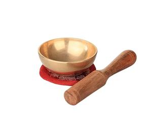 NKlaus Singing Bowl Set Small Approx. 6 x 2.5 cm - Brass Singing Bowl with Wooden Striker & Fabric Cushion for Meditation, Soundwork & Yoga