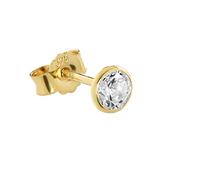 NKlaus single 4,5mm calyx stud earrings yellow gold earring Zirkonai white 2606