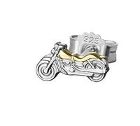 NKlaus single motorbike small 925 sterling silver stud earrings bicolour 8 * 4mm silver earring 4833