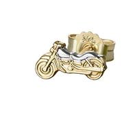 NKlaus single small motorbike gold stud earrings bicolour 8 * 4mm men earring 4835