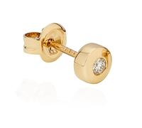 NKlaus single stud earring 5 mm round gold alloy brilliant 0,06 ct W/Si diamond men earring 11463