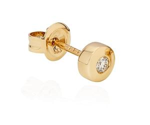 NKlaus single stud earring 5 mm round gold alloy brilliant 0,06 ct W/Si diamond men earring 11463