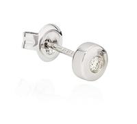 NKlaus single stud earrings 5 mm round gold alloy brilliant 0,06 ct W/Si diamond men earring 11461
