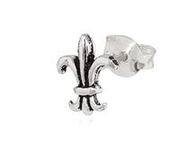 NKlaus single stud earrings 925 silver 8 mm Fleur de Lys earring medium lily amulet 12259