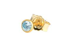 NKlaus Single stud earrings genuine blue topaz gold 3mm small earring 7930