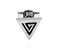 NKlaus single triangular earrings 925 silver matt black 5x5mm mens earring 13460