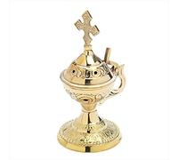 NKlaus Stand Incense Burner with Handle Brass Handmade Gift 2933