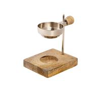 NKlaus Tea Light Incense Burner Silver 11 cm High Adjustable Wooden Base Frankincense Resins 15869