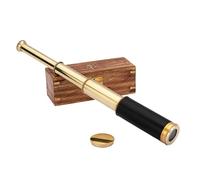 NKlaus Telescope, Brass with Leather Handle, in Wooden Box, 40 cm - Nautical Retro Style, Oceanic Elegance 16090