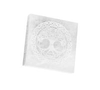 NKlaus Tree of Life Selenite Charging Plate 7 x 8 cm - Engraved Decorative and Energy Plate, Solid & Detailed, Spiritual Symbol for Protection, Cleaning & Balance