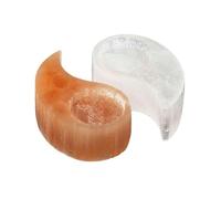 NKlaus Yin-Yang Selenite Orange / White Tealight Holder - Handmade Polished Decoration for Feng Shui, Meditation & Wellness, Spiritual Light Source for Harmony & Energy Work