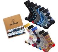 NKMOOS Mens socks size 10-13/9-11/13-15 Cotton Crew funny Colorful work dress socks for men 9-12 gifts for him 6/12 Pairs, Colorful 12 Pairs, 7-10