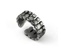 NKNLKS Vintage Copper Swinging Cat Ring, Handcrafted Adjustable Cat Lover Ring in Black & White, Couple's Matching Animal Jewelry for Men & Women