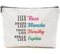 NKPDesigns Golden Girls Inspired Makeup Bag - Live Like Rose - Funny Best Friends Quote - Cosmetic Pouch Gift For Women Friends - Happy Birthday