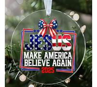 NKPDesigns Jesus Make America Believe Again Ornament 2025 - Patriotic Acrylic Christmas Decoration with Christian Faith Theme - Gift for Believers and Patriots