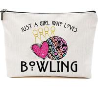 NKPDesigns Just A Girl Who Loves Bowling Makeup Bag - Cosmetic Travel Pouch - Sports Fan Makeup Accessory Bag - Bowling Player Organizer - Gift For Women