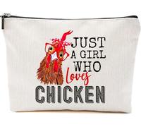 NKPDesigns Just A Girl Who Loves Chicken Makeup Bag - Cosmetic Travel Pouch - Poultry Lover Makeup Accessory Bag - Farm Life Organizer - Gift For Women