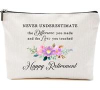 NKPDesigns Never Underestimate The Difference You Made Makeup Bag - Retirement Cosmetic Pouch - Inspirational Toiletry Travel Organizer - Gift For Women