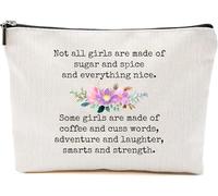 NKPDesigns Not All Girls Are Made Of Sugar And Spice Makeup Bag - Coffee And Cuss Words Travel Cosmetic Organizer - Funny Pouch For Women - Gift For Friends
