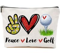 NKPDesigns Peace Love Golf Makeup Bag - Travel Cosmetic Pouch For Golfers - Everyday Zipper Bag - Women's Toiletry Organizer - Gift For Women Friends