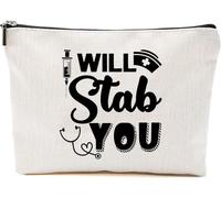 NKPDesigns Will Stab You Makeup Bag - Funny Nurse Cosmetic Organizer - Waterproof Travel Pouch - Medical Student Supplies - Gift For Women