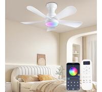NKPU 36" Ceiling Fan with Lights and Remote Control/App Ceiling Fan with Reversible DC Motor, RGB Light, Dimmable, Quiet, Modern White