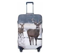 NKQSOAUH Luggage Cover Elastic Washable Suitcase Cover Dustproof Suitcase Protector Personalized Deer On Frozen Wilderness Travel Luggage Baggage Covers For 18-32 Inch, Black, XL