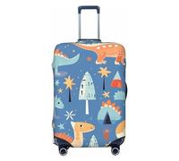 NKQSOAUH Luggage Cover Elastic Washable Suitcase Cover Dustproof Suitcase Protector Personalized Dinosaurs And Stars Travel Luggage Baggage Covers For 18-32 Inch, Black, L