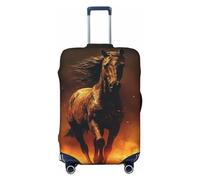 NKQSOAUH Luggage Cover Elastic Washable Suitcase Cover Dustproof Suitcase Protector Personalized Flame Horse Travel Luggage Baggage Covers For 18-32 Inch, Black, M