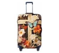 NKQSOAUH Luggage Cover Elastic Washable Suitcase Cover Dustproof Suitcase Protector Personalized Flower Branches On The Cross Travel Luggage Baggage Covers For 18-32 Inch, Black, M