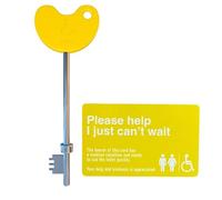 NKS Yellow Radar Key & Card - Disabled Toilet and Bathroom Door Access, 1 Braille Easy-Turn Key with 1 Card, Trusted Radar Keys for Accessible Public Toilet Locks with Just Can't Wait Card (1-Pack)