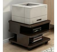 NKSTRWR Under Desk Drawer Wooden 2 Tier Printer Shelf With Storage，Mobile Cart Wooden File Cabinets With Open Storage Shelf(Black Walnut,15.7x15.7x11.8in)