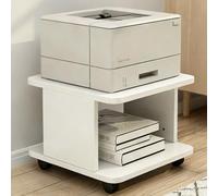 NKSTRWR Under Desk Drawer Wooden 2 Tier Printer Shelf With Storage，Mobile Cart Wooden File Cabinets With Open Storage Shelf(White,19.7x15.7x11.0in)