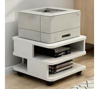 NKSTRWR Under Desk Drawer Wooden 2 Tier Printer Shelf With Storage，Mobile Cart Wooden File Cabinets With Open Storage Shelf(White,15.7x15.7x11.8in)