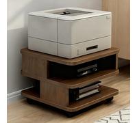 NKSTRWR Under Desk Drawer Wooden 2 Tier Printer Shelf With Storage，Mobile Cart Wooden File Cabinets With Open Storage Shelf(Yellow Walnut,15.7x15.7x11.8in)