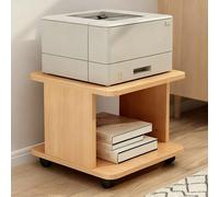 NKSTRWR Under Desk Drawer Wooden 2 Tier Printer Shelf With Storage，Mobile Cart Wooden File Cabinets With Open Storage Shelf(Applewood,15.7x15.7x11.0in)