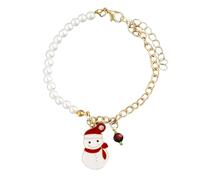 NKTDWO Christmas Bracelet for Women - Elastic Cord Bracelet with Snowman, Snowflake, Christmas Tree, Santa, Deer & Hat Charms, Festive Holiday Gift, 5 UK, Glass, Agate