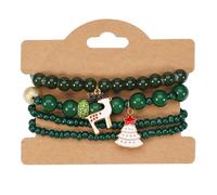 NKTDWO Christmas Bracelet for Women - Elastic Cord Bracelet with Snowman, Snowflake, Christmas Tree, Santa, Deer & Hat Charms, Festive Holiday Gift, 5 UK, Glass, Agate