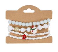 NKTDWO Christmas Bracelet for Women - Elastic Cord Bracelet with Snowman, Snowflake, Christmas Tree, Santa, Deer & Hat Charms, Festive Holiday Gift, 5 UK, Glass, Agate