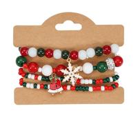 NKTDWO Christmas Bracelet for Women - Elastic Cord Bracelet with Snowman, Snowflake, Christmas Tree, Santa, Deer & Hat Charms, Festive Holiday Gift, 5 UK, Glass, Agate
