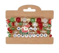 NKTDWO Christmas Bracelet for Women - Elastic Cord Bracelet with Snowman, Snowflake, Christmas Tree, Santa, Deer & Hat Charms, Festive Holiday Gift, 5 UK, Glass, Agate