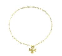 NKTDWO Paperlip Cross Necklace for Women - A faith-inspired accessory designed specifically for women, combining spiritual meaning with a stylish touch., Brass, No Gemstone