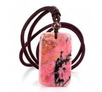 NKTFNW Natural Pink Stone Pendant Necklace Women Rectangular Cord | One of a kind black veining gives each polished tag a raw boho look for casual layering and meaningful gift