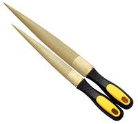 NKTM Wood File, Needle File Set Wood Files for Woodworking, Wood Grater Files Tools Golden Tapered Wooden Grater Bastard File with Rubber Handle in Gift Bag for Carving 2 Pack (8 * 10")