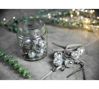 Nkuku Adisa Silver Glass Mini Baubles Jar of 16 Luxury Christmas Holidays Seasonal Rustic Gift Ideas Stocking Filler