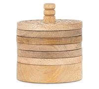 nkuku | Anali Mango Wood Coasters | Wood Drinks Mats | Mango Wood Set of 6
