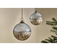 Nkuku Giant Glass Christmas Bauble - Extra Large Round Two Tone Gold & Frosted Ball, Fairtrade Recycled Glass Ngolo, Hanging Xmas Room Decorations