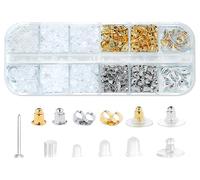 Nkwuire 12 Styles 600 Pcs Earring Backs for Studs, Clear Plastic Earrings Hypoallergenic Metal Rubber Silicone Earring Backs Bullet Clutch Stoppers Replacement Kits for Fish Hook Earring Studs Hoops