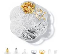 Nkwuire 7 Styles 500PCS Earring Backs for Studs, Clear Plastic Metal Rubber Silicone Earring Backs Bullet Clutch Stoppers Replacement Kits for Fish Hook Earring Studs Hoops